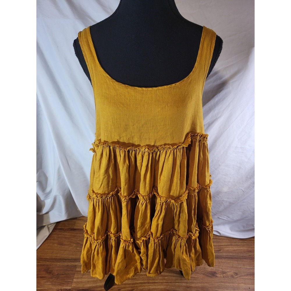 Left On Friday Half Day Linen Tiered Mustard Yellow